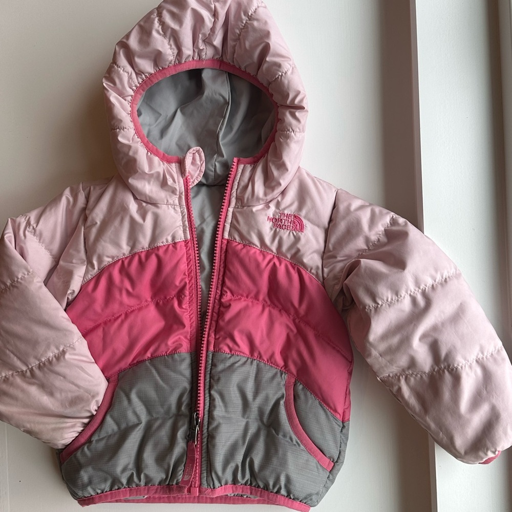 The North Face Pink and Gray Toddler Jacket